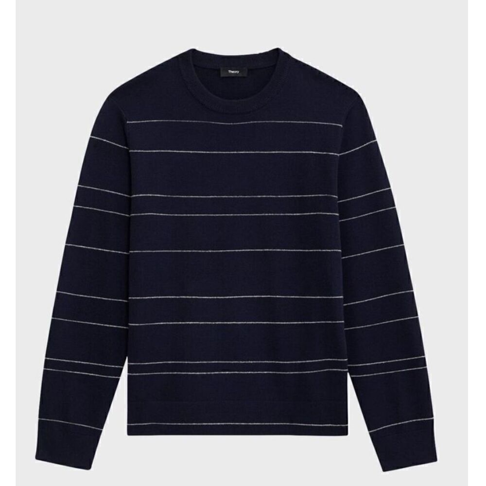 Theory Men's Kenny Striped Wool Sweater in Navy Stripes NWT Size XXL